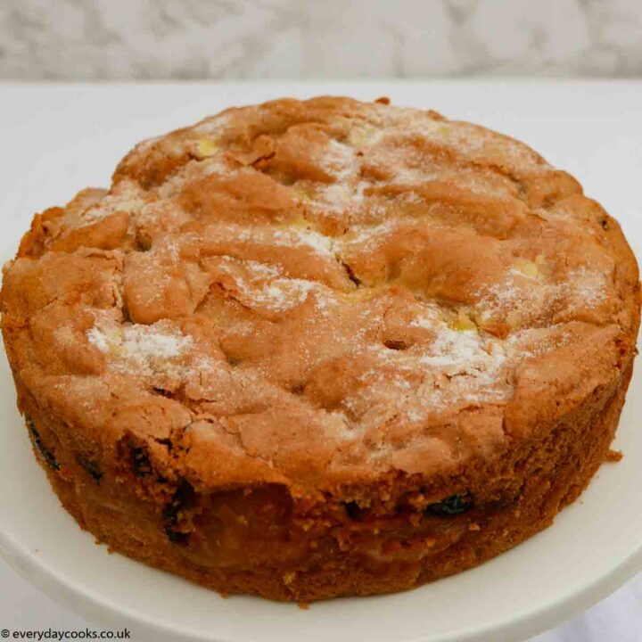 Apple Sponge Cake on a white plate