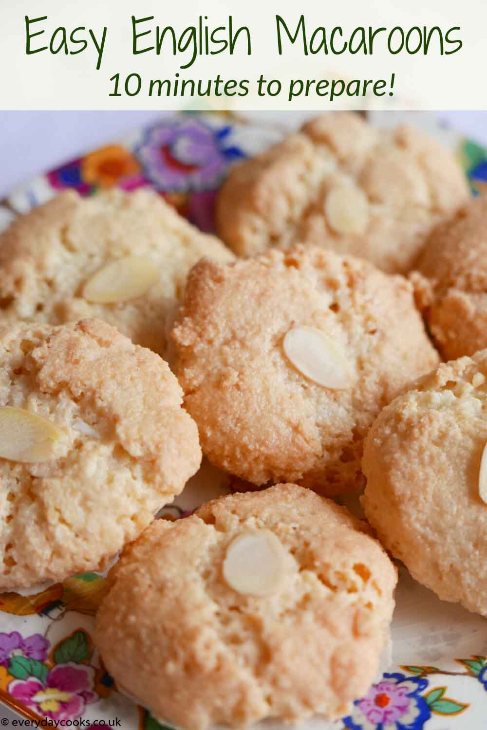 Almond Macaroons on a patterned plate