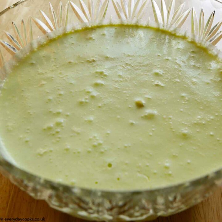 Lime fruit dessert in a cut glass bowl