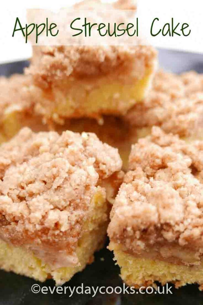 Pieces of Apple Streusel Cake on a plate