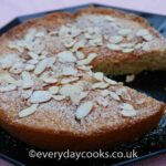 Pear and Almond Cake with toasted almond topping