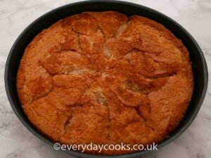 Pear and Almond Cake in the tin