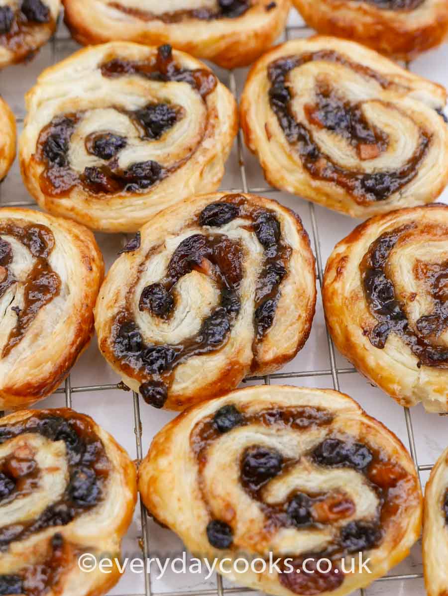 Mincemeat Pinwheels on a wire cooling rack