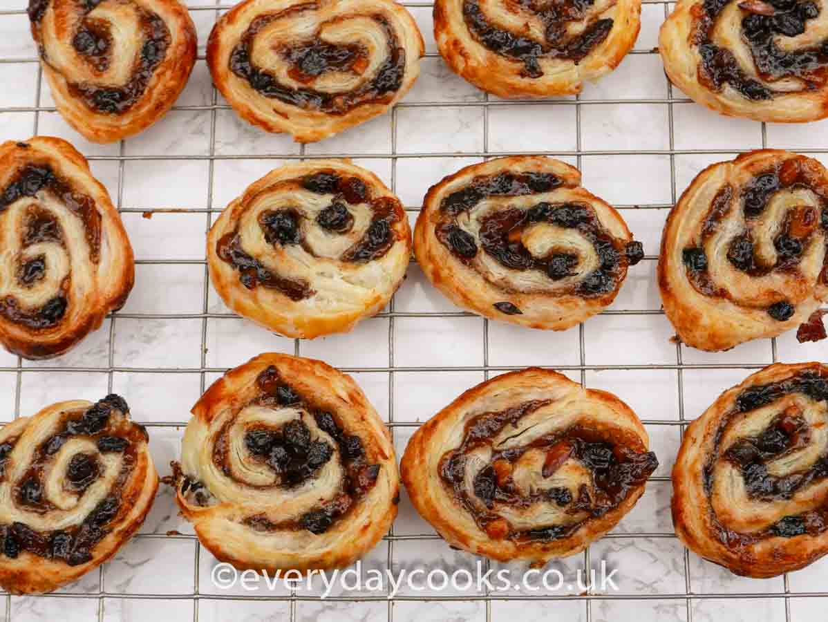 Mincemeat Pinwheels on a wire cooling rack