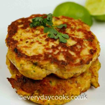 Thai Salmon Fishcake in a stack
