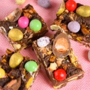 Pieces of Easter Rocky Road on a plate