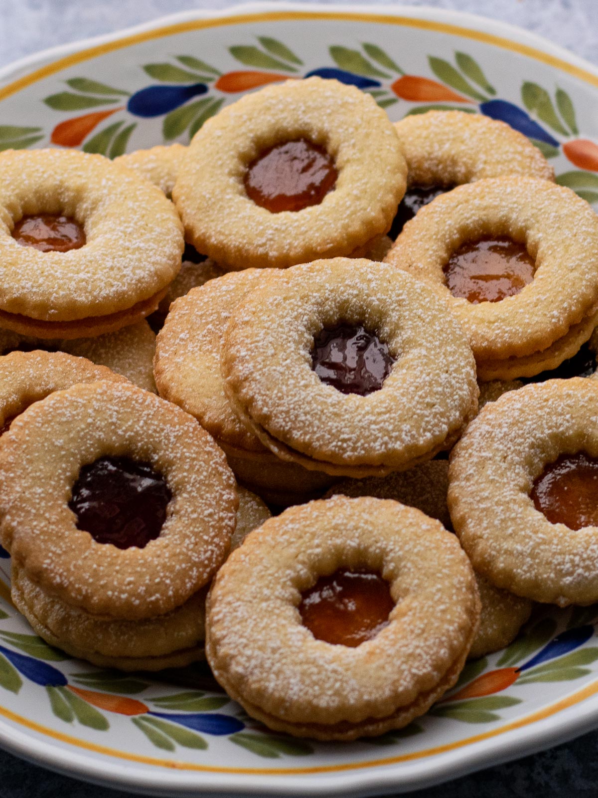 Jammy Dodgers on a patterned plate