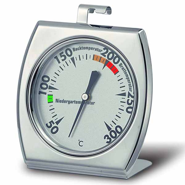 White metal oven thermometer