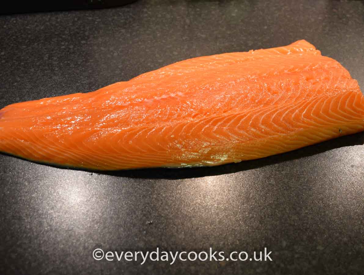 Uncooked side of salmon