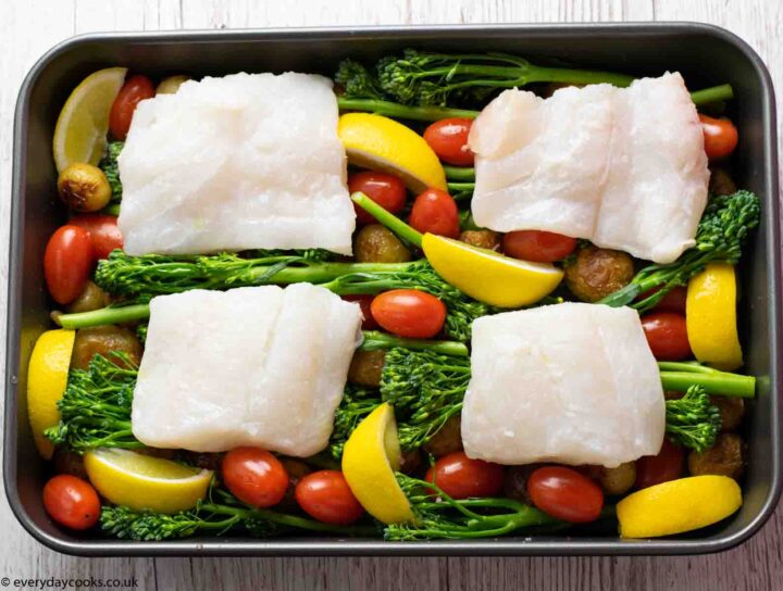 Easy Cod Traybake ready for the oven