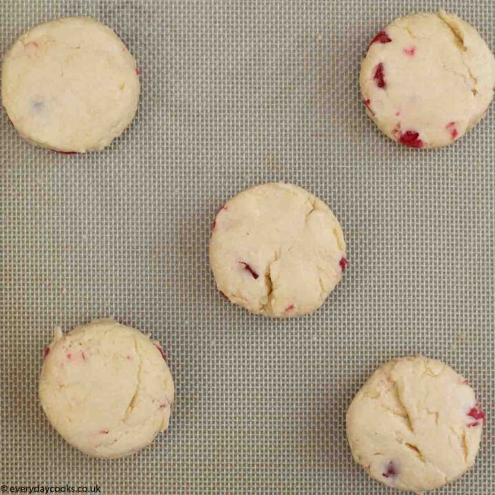 5 Cherry Scones cut out, before cooking