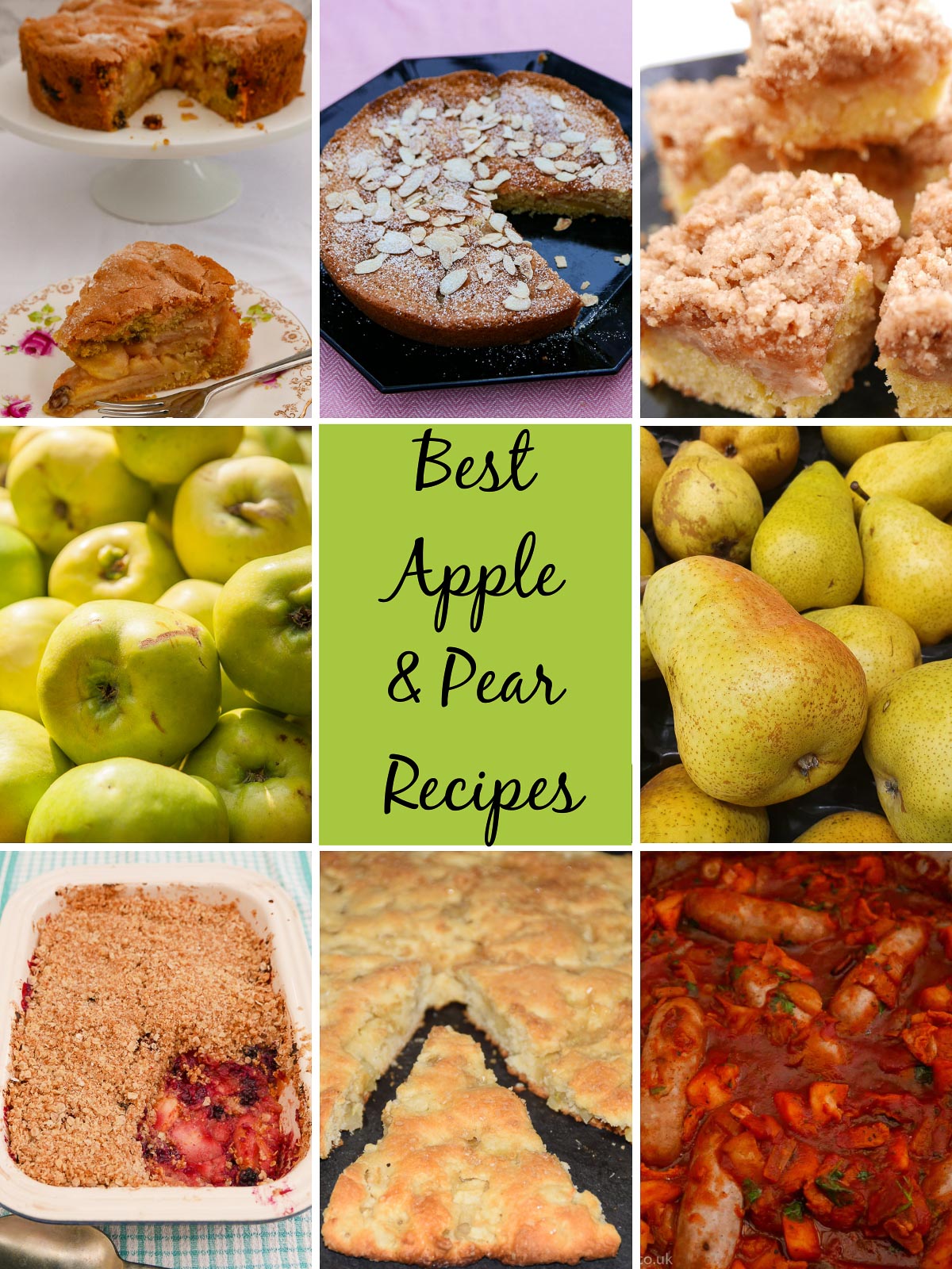 Cakes and puddings using apples or pears